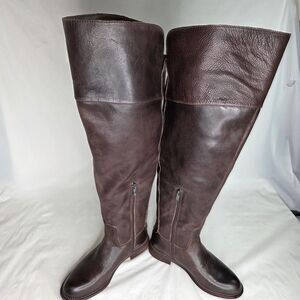 FRANCO SARTO Women Brown Over The Knee Haleen Leather Boots Shoes 6.5 Wide Calf